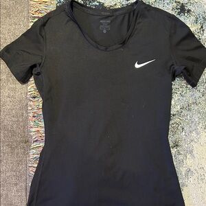 Nike Black Women's Short-Sleeve Performance Tee with White Swoosh